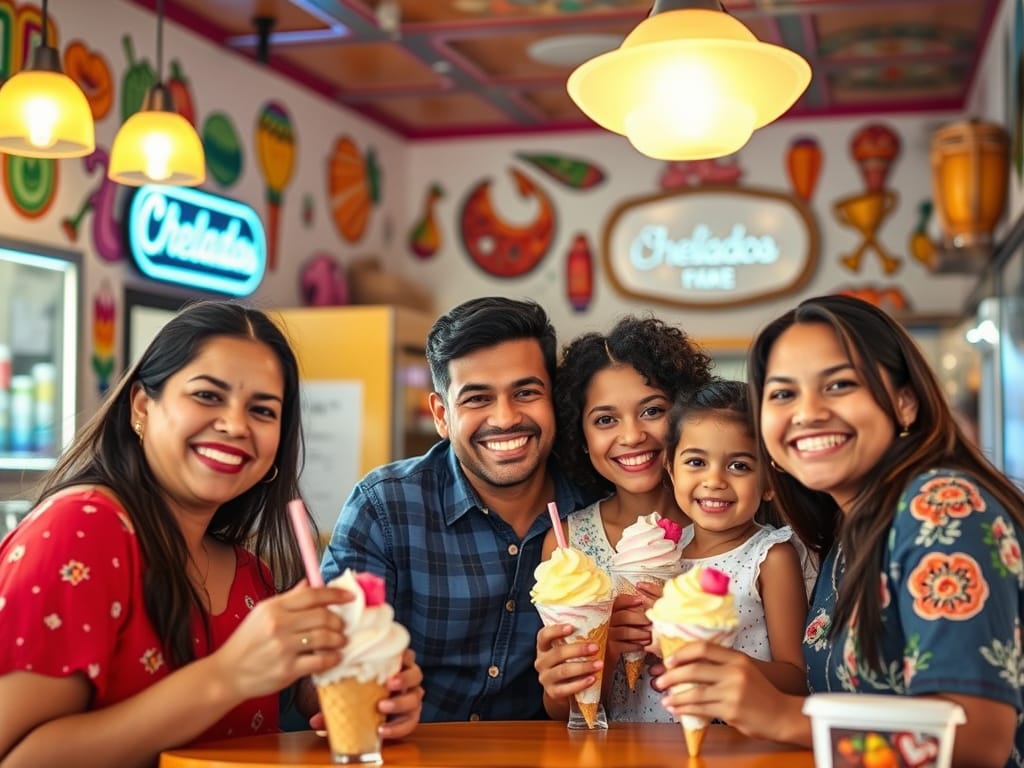 Family at La Michoacana Ice Cream Shop Arizona